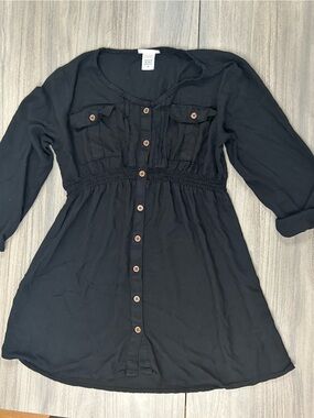 Rumor Has It Black long Button-Front Long Sleeve shirt
